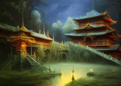 A dark Japanese palace