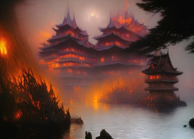 A dark Japanese palace