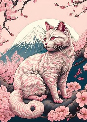 Cat Cherry Blossoms