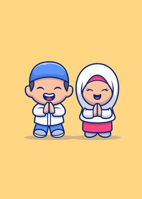 Cute Girl And Boy Moslem 