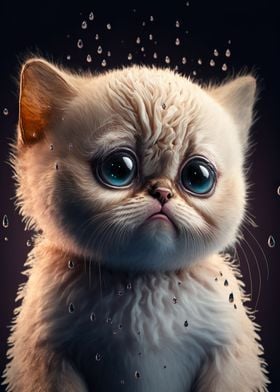 Cute Baby Cat Rain