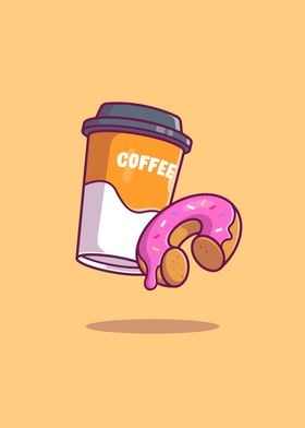 Coffee And Donut Cartoon