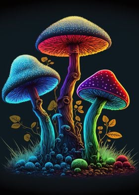 Mushrooms colorful