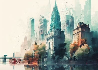 City watercolor