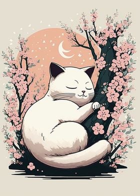 cherry blossom cat
