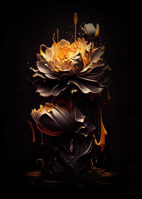 Aesthetic Flower Black Bg