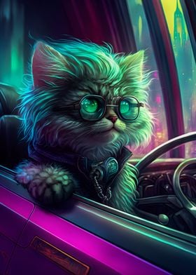 Kitten in sports cars