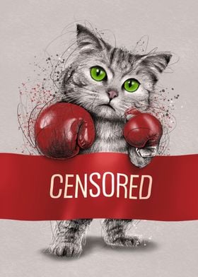 censored boxing cat