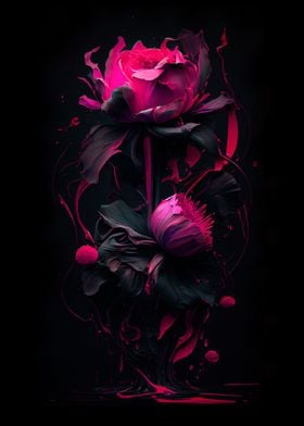 Aesthetic Flower Black bg