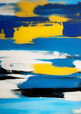 Blue and Yellow Ocean Art