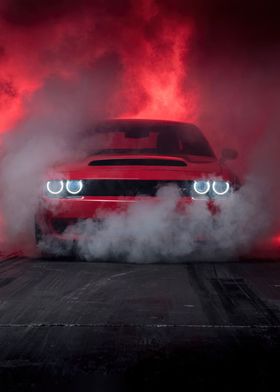 Art Poster Sport Car Auto with Smoke