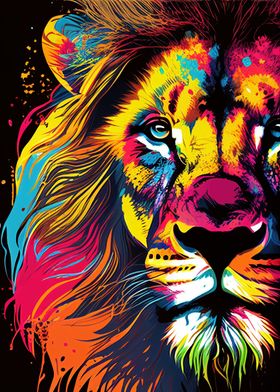 Lion Pop Art Animal Face