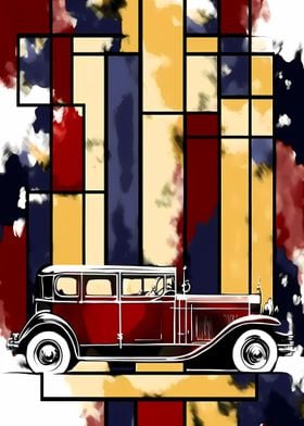 Classic Car Mondrian Art