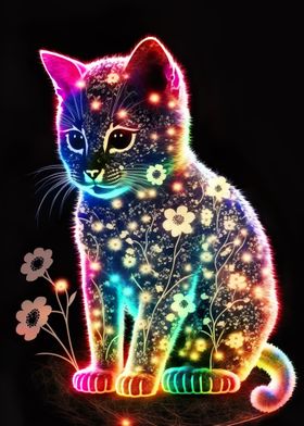 Floral Cat Glowing