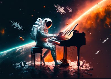 Astronaut Play Piano