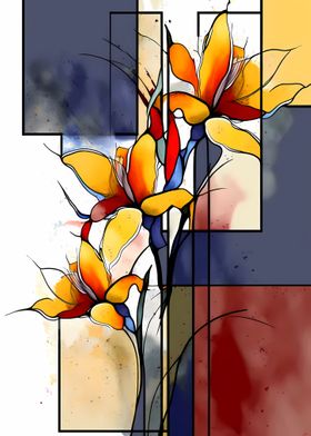 Lilies Flower Mondrian Art