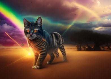 3D Fantasy World Cat Neon