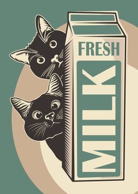 Funny Cat and Milk