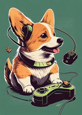 Cute Corgi Gaming