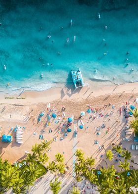 Colorful beach from above