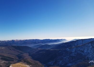 Mountains and fog