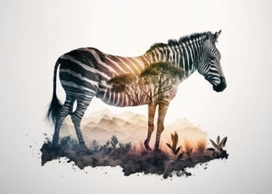 Zebra double exposure