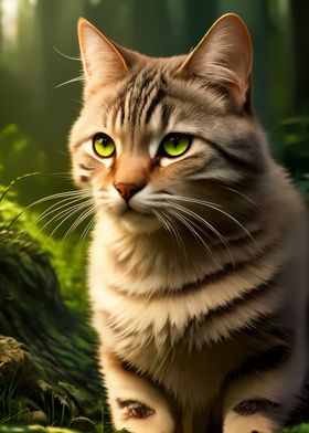 Cat in the forest looking