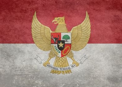 Indonesian Flag with Crest