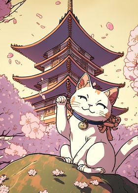 Cat Cherry Blossoms