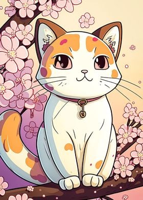 Cat Cherry Blossoms