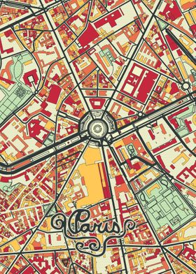 Paris City Street Map