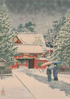 Snow in Front of Shrine