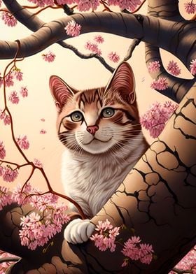 Cat Cherry Blossoms