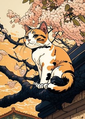 Cat Cherry Blossoms