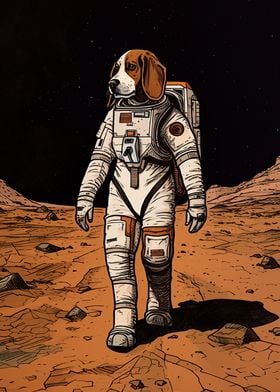 Beagle Astronaut On Mars