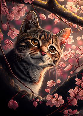 cherry blossom cat