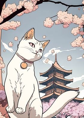 cherry blossom cat