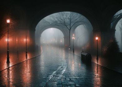 Dark alley in the city 