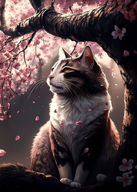 cherry blossom cat