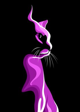 Cat Art Purple Minimal