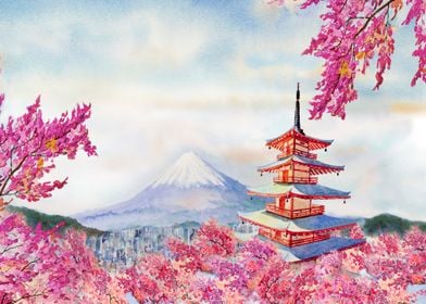 Japan Painting Fuji Mount