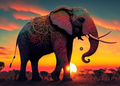 Elephant sunset