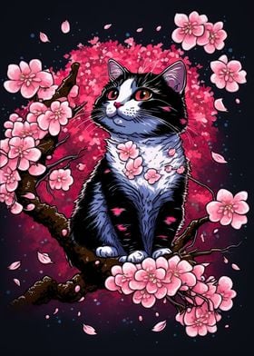 Cat Cherry Blossoms