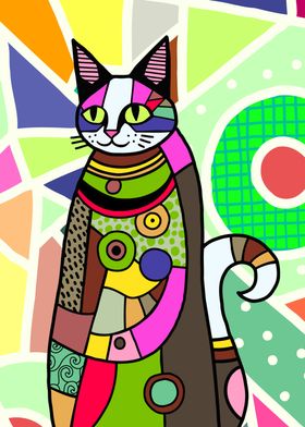 Folk Art Patch Cat