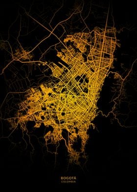 Bogota City Map Gold