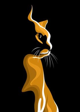Cat Art Minimalist Orange