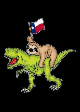 Texas Flag Sloth Dinosaur