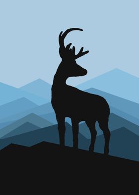 Stag in Blue Distant Hills