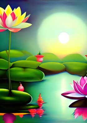 Lotus flower in a pond