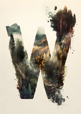 Letter W Double Exposure